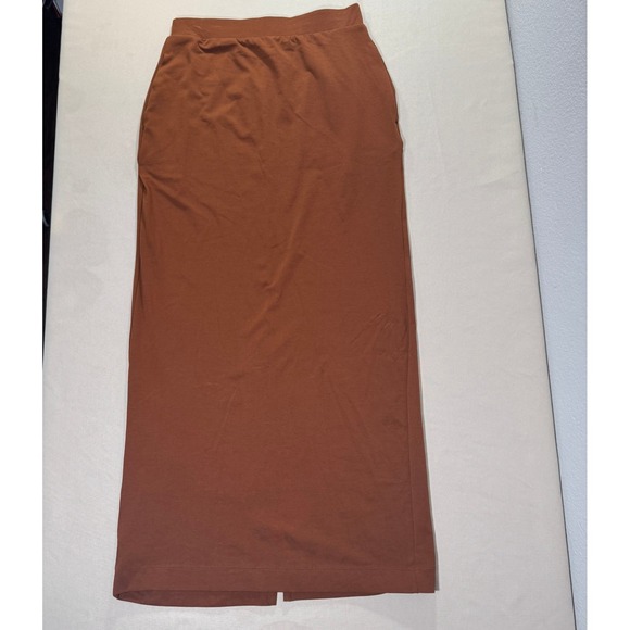 Uniqlo Mame Kurogouchi AIRism Cotton Slit Pencil Skirt Brown Small Modern NWT - Picture 4 of 12